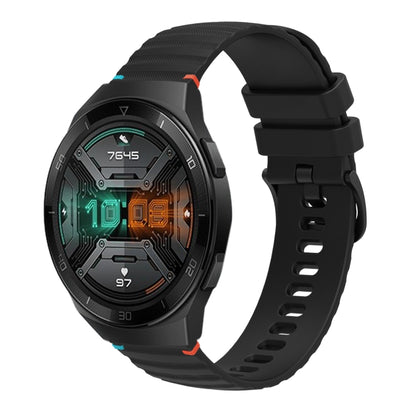 For Huawei Watch GT 2e Wavy Dotted Stitched 22mm Silicone Watch Band(Black) by bashfashion