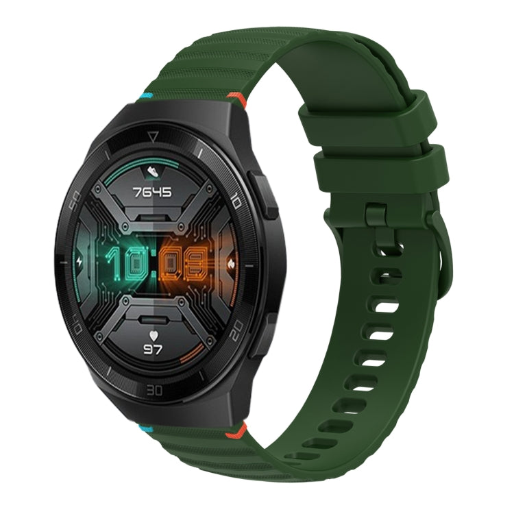 For Huawei Watch GT 2e Wavy Dotted Stitched 22mm Silicone Watch Band(Army Green) by bashfashion