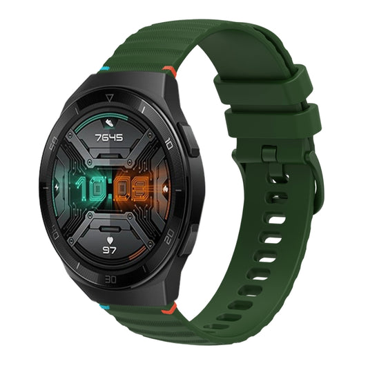 For Huawei Watch GT 2e Wavy Dotted Stitched 22mm Silicone Watch Band(Army Green) by bashfashion