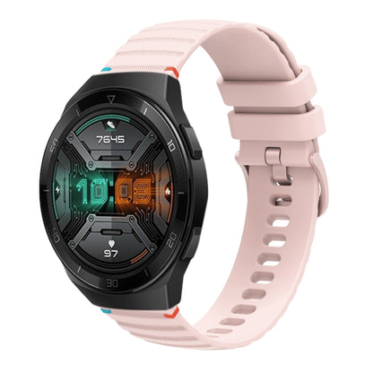 For Huawei Watch GT 2e Wavy Dotted Stitched 22mm Silicone Watch Band(Rose Pink) by bashfashion