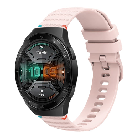 For Huawei Watch GT 2e Wavy Dotted Stitched 22mm Silicone Watch Band(Rose Pink) by bashfashion