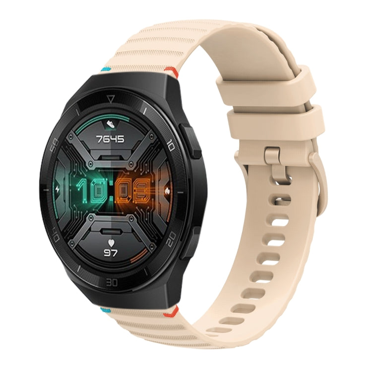 For Huawei Watch GT 2e Wavy Dotted Stitched 22mm Silicone Watch Band(Cream Coloured) by bashfashion