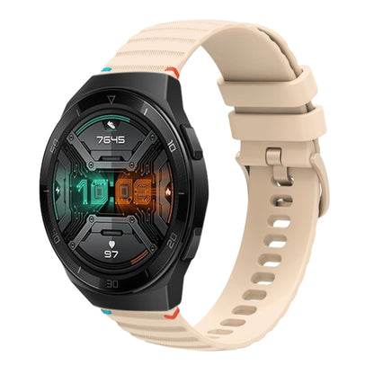 For Huawei Watch GT 2e Wavy Dotted Stitched 22mm Silicone Watch Band(Cream Coloured) by bashfashion