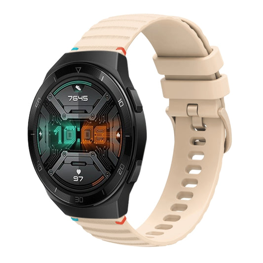 For Huawei Watch GT 2e Wavy Dotted Stitched 22mm Silicone Watch Band(Cream Coloured) by bashfashion