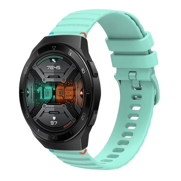 For Huawei Watch GT 2e Wavy Dotted Stitched 22mm Silicone Watch Band(Teal Green) by bashfashion