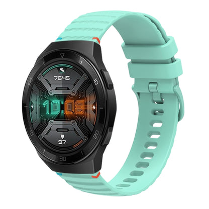 For Huawei Watch GT 2e Wavy Dotted Stitched 22mm Silicone Watch Band(Teal Green) by bashfashion