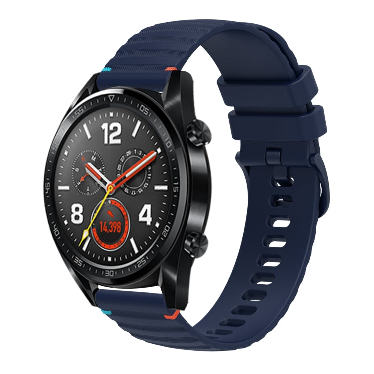For Huawei Watch GT Wavy Dotted Stitched 22mm Silicone Watch Band(Navy Blue) by bashfashion