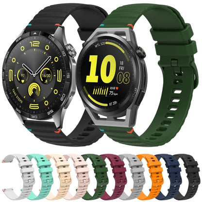 For Huawei Watch GT Wavy Dotted Stitched 22mm Silicone Watch Band(White) by bashfashion