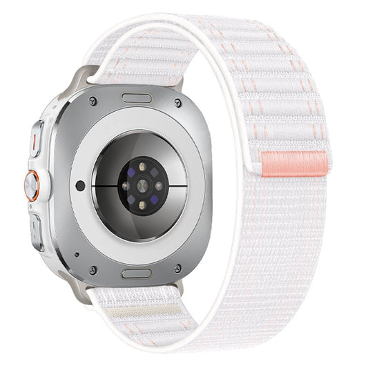 For Samsung Galaxy Watch Ultra 47mm / Ultra 2025 Sea Wave Texture Nylon Hook and Loop Fastener Watch Band(White) by bashfashion