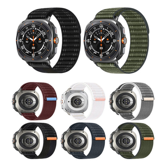 For Samsung Galaxy Watch Ultra 47mm / Ultra 2025 Sea Wave Texture Nylon Hook and Loop Fastener Watch Band(Black) by bashfashion