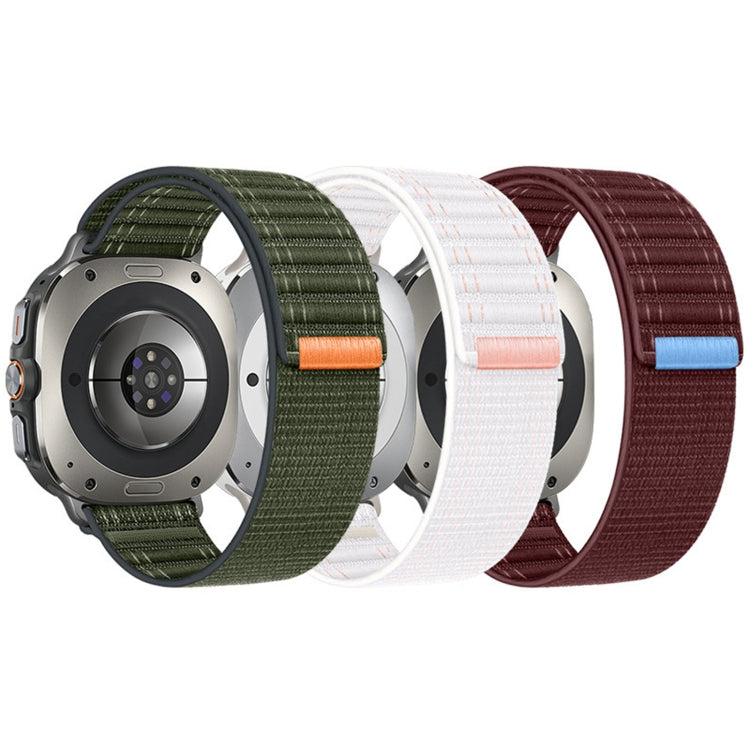 For Samsung Galaxy Watch Ultra 47mm / Ultra 2025 Sea Wave Texture Nylon Hook and Loop Fastener Watch Band(White) by bashfashion