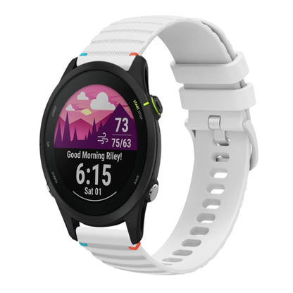 For Garmin Forerunner 255 Music Wavy Dotted Stitched 22mm Silicone Watch Band(White) by bashfashion