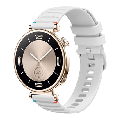 For Huawei Watch GT 4 41mm Wavy Dotted Stitched 18mm Silicone Watch Band(White) by bashfashion