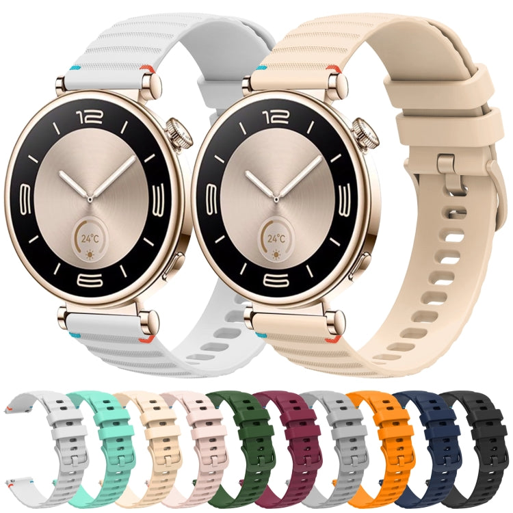For Huawei Watch GT 4 41mm Wavy Dotted Stitched 18mm Silicone Watch Band(White) by bashfashion