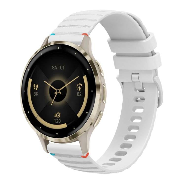 For Garmin Venu 3S Wavy Dotted Stitched 18mm Silicone Watch Band(White) by bashfashion