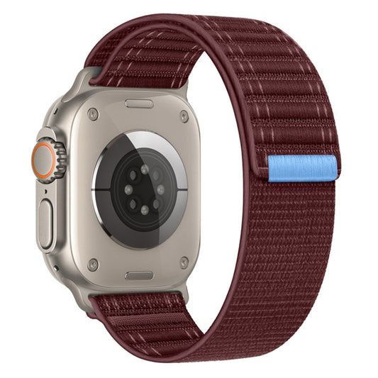 For Apple Watch Ultra 49mm Sea Wave Nylon Hook and Loop Fastener Watch Band(Wine Red) by bashfashion