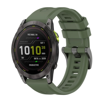 For Garmin Enduro 3 Pure Color Steel Buckle 26mm Silicone Watch Band(Dark Green) by bashfashion