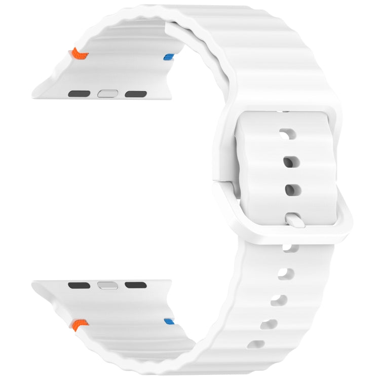For Apple Watch Ultra 2 49mm Wavy Grain Stitched Silicone Watch Band(White) by bashfashion