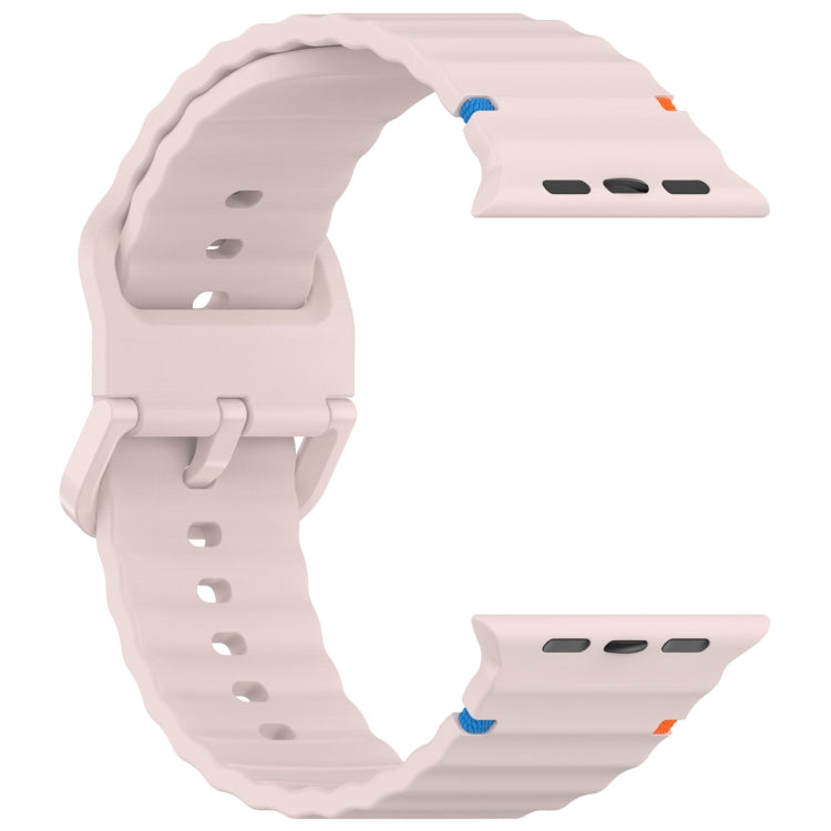 For Apple Watch Ultra 49mm Wavy Grain Stitched Silicone Watch Band(Sandy Pink) by bashfashion