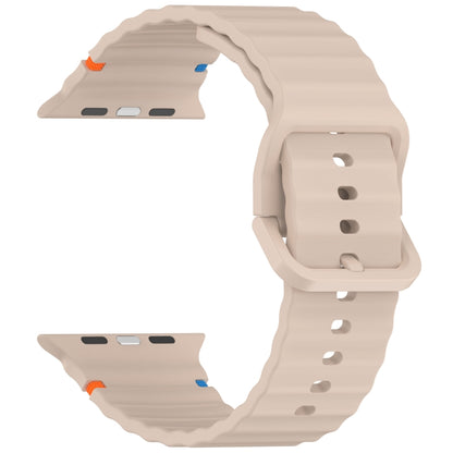 For Apple Watch Ultra 49mm Wavy Grain Stitched Silicone Watch Band(Milk Tea Color) by bashfashion