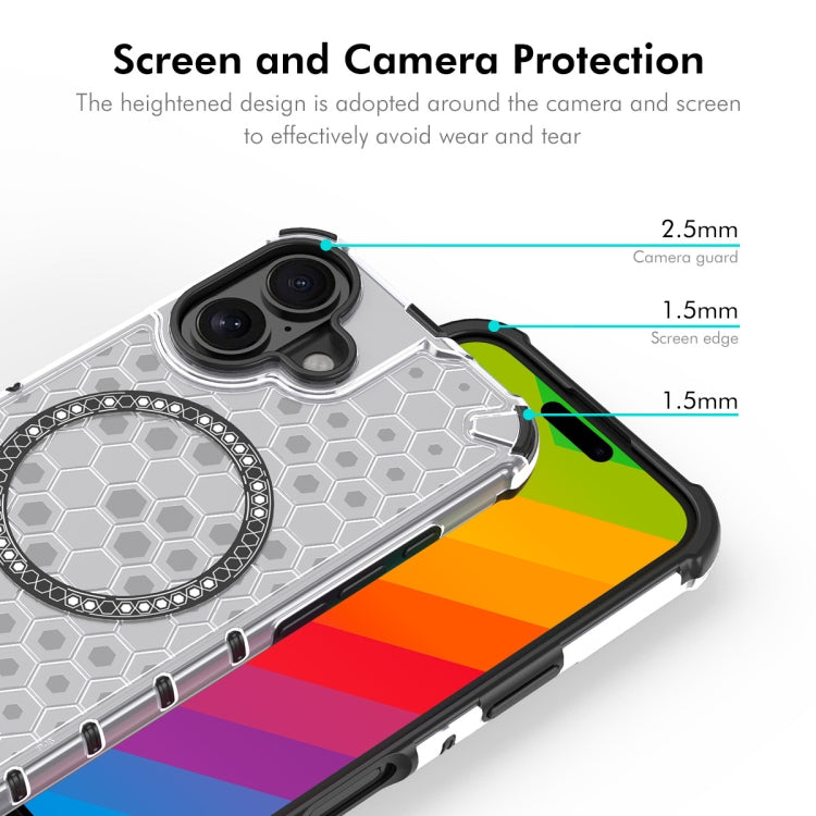 For iPhone 16 ENKAY Hat-Prince Honeycomb MagSafe Shockproof Phone Case with Large Arc Edge Film(Green) by ENKAY