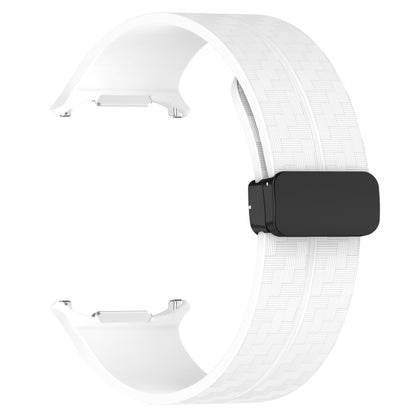 For Samsung Galaxy Watch Ultra 47mm Carbon Fiber Magnetic Folding Buckle Silicone Watch Band(White) by bashfashion