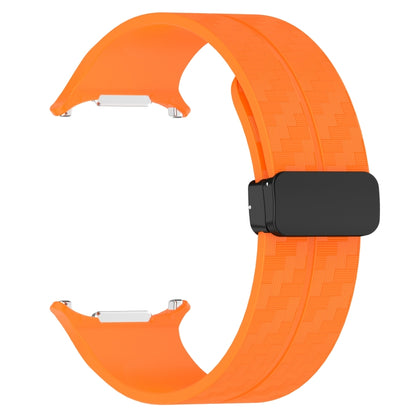 For Samsung Galaxy Watch Ultra 47mm Carbon Fiber Magnetic Folding Buckle Silicone Watch Band(Orange) by bashfashion