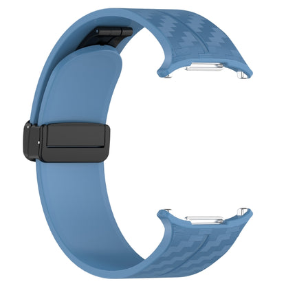 For Samsung Galaxy Watch Ultra 47mm Carbon Fiber Magnetic Folding Buckle Silicone Watch Band(Blue) by bashfashion