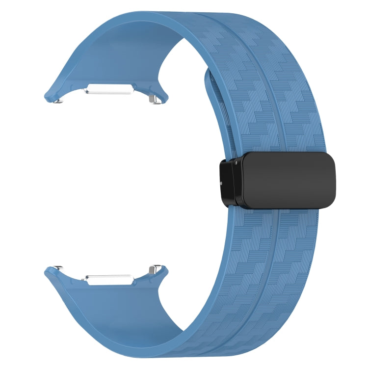 For Samsung Galaxy Watch Ultra 47mm Carbon Fiber Magnetic Folding Buckle Silicone Watch Band(Blue) by bashfashion