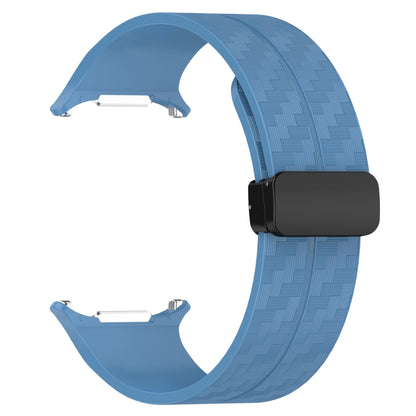 For Samsung Galaxy Watch Ultra 47mm Carbon Fiber Magnetic Folding Buckle Silicone Watch Band(Blue) by bashfashion