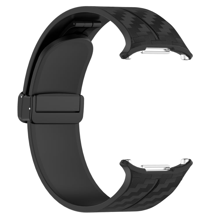 For Samsung Galaxy Watch Ultra 47mm Carbon Fiber Magnetic Folding Buckle Silicone Watch Band(Black) by bashfashion