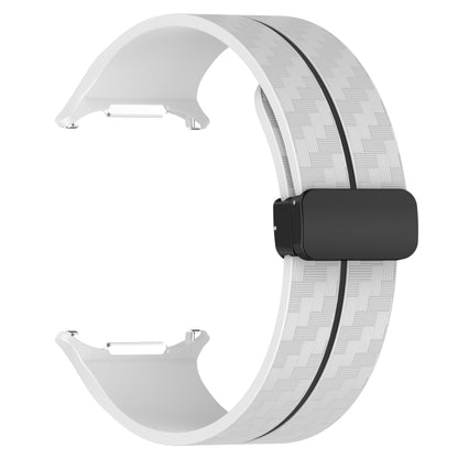 For Samsung Galaxy Watch Ultra 47mm Carbon Fiber Magnetic Folding Buckle Silicone Watch Band(Gray Black) by bashfashion