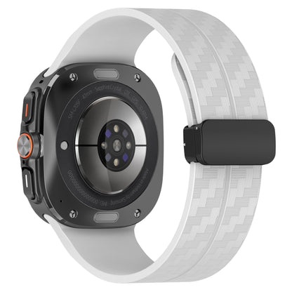 For Samsung Galaxy Watch Ultra 47mm Carbon Fiber Magnetic Folding Buckle Silicone Watch Band(Gray) by bashfashion