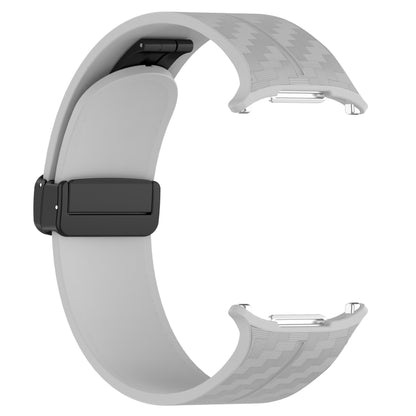 For Samsung Galaxy Watch Ultra 47mm Carbon Fiber Magnetic Folding Buckle Silicone Watch Band(Gray) by bashfashion