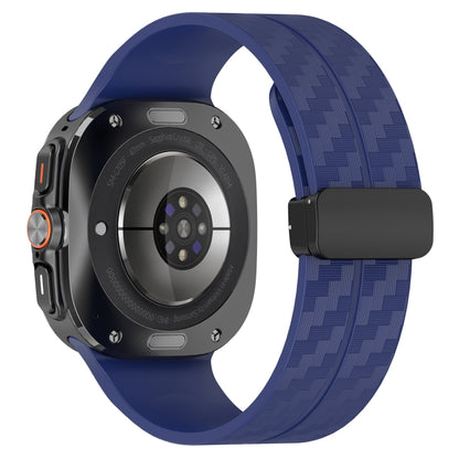 For Samsung Galaxy Watch Ultra 47mm Carbon Fiber Magnetic Folding Buckle Silicone Watch Band(Midnight Blue) by bashfashion