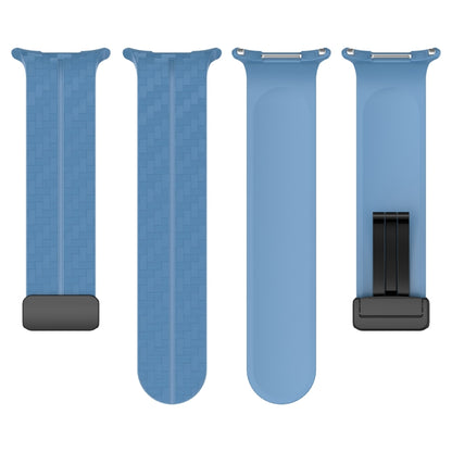 For Samsung Galaxy Watch Ultra 47mm Carbon Fiber Magnetic Folding Buckle Silicone Watch Band(Blue) by bashfashion