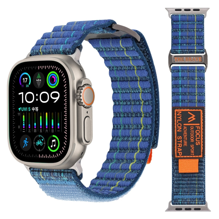 For Apple Watch Ultra 2 49mm Two Sections Nylon Hook and Loop Fastener Watch Band(Scuba Blue) by bashfashion