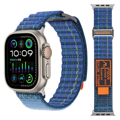 For Apple Watch Ultra 2 49mm Two Sections Nylon Hook and Loop Fastener Watch Band(Scuba Blue) by bashfashion