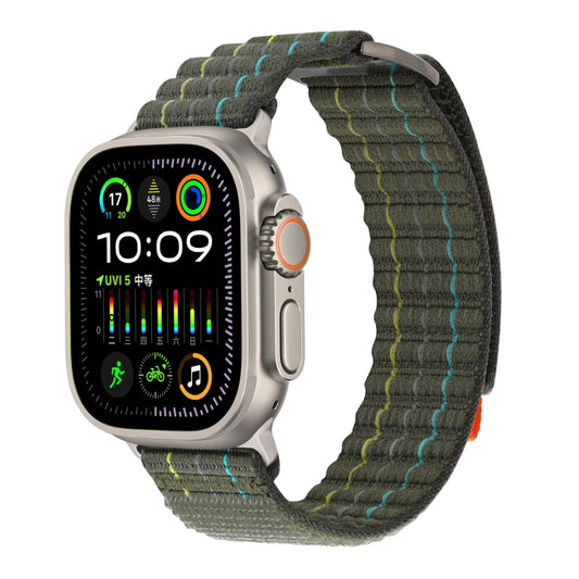 For Apple Watch Ultra 2 49mm Two Sections Nylon Hook and Loop Fastener Watch Band(Field Green) by bashfashion