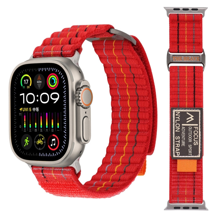 For Apple Watch Ultra 49mm Two Sections Nylon Hook and Loop Fastener Watch Band(Cherry Red) by bashfashion