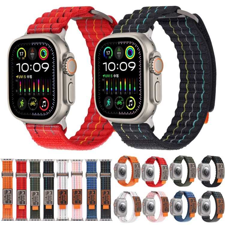 For Apple Watch Ultra 2 49mm Two Sections Nylon Hook and Loop Fastener Watch Band(Vibrant Orange) by bashfashion