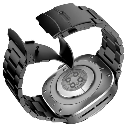 For Samsung Galaxy Watch Ultra 47mm Three Beads Titanium Alloy Metal Watch Band(Black) by bashfashion