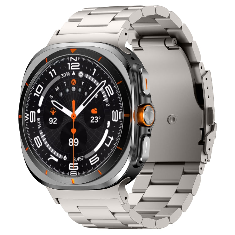 For Samsung Galaxy Watch Ultra 47mm Three Beads Titanium Alloy Metal Watch Band(Titanium Color) by bashfashion