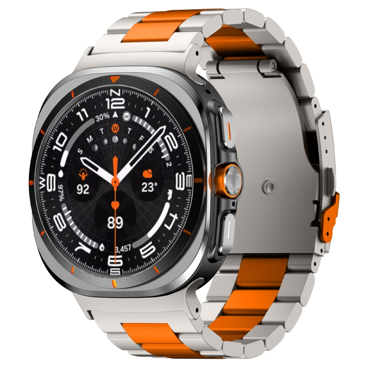 For Samsung Galaxy Watch Ultra 47mm Three Beads Titanium Alloy Metal Watch Band(Titanium Orange) by bashfashion