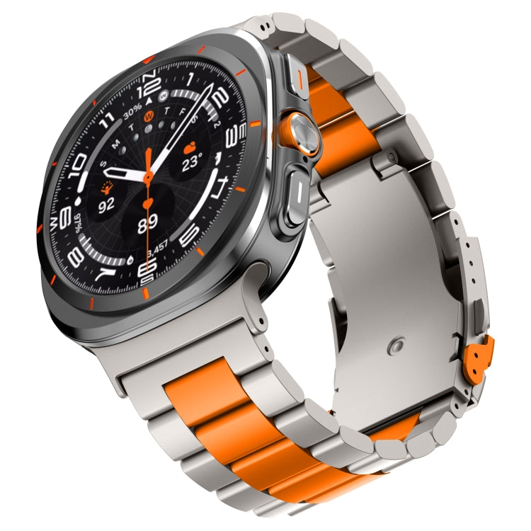 For Samsung Galaxy Watch Ultra 47mm Three Beads Titanium Alloy Metal Watch Band(Titanium Orange) by bashfashion