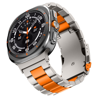 For Samsung Galaxy Watch Ultra 47mm Three Beads Titanium Alloy Metal Watch Band(Titanium Orange) by bashfashion