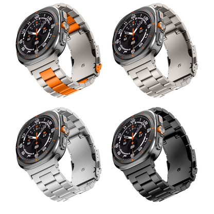 For Samsung Galaxy Watch Ultra 47mm Three Beads Titanium Alloy Metal Watch Band(Titanium Orange) by bashfashion