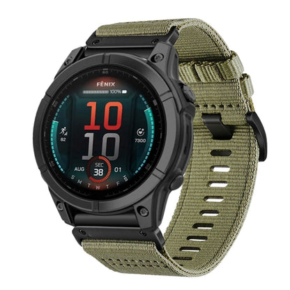 For Garmin Fenix E 47mm Nylon Canvas Quick Release 22mm Watch Band(Olive Green) by bashfashion