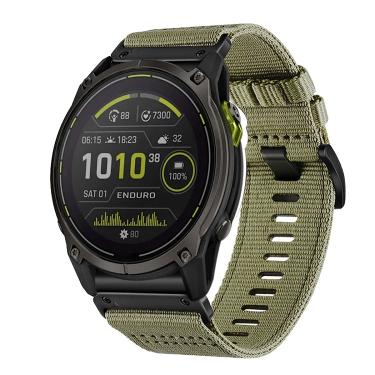 For Garmin Enduro 3 Nylon Canvas Quick Release 26mm Watch Band(Olive Green) by bashfashion