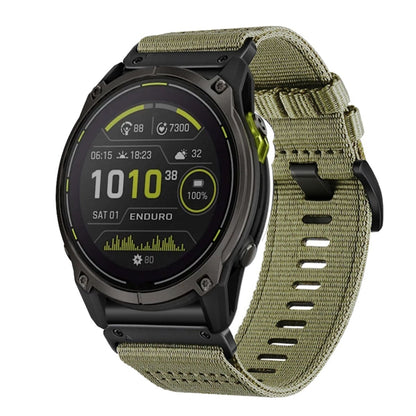 For Garmin Enduro 3 Nylon Canvas Quick Release 26mm Watch Band(Olive Green) by bashfashion